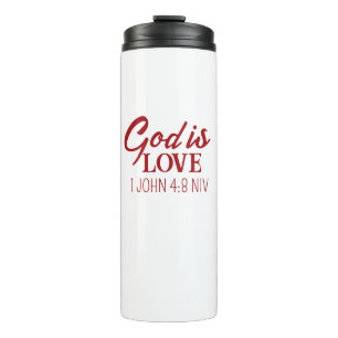 God is Liefde Bijbelvers Christelijk Geloof Wit Thermosbeker