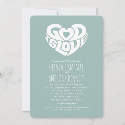 God is liefde Bijbelvers Christelijke bruiloft Kaart (Voorkant)