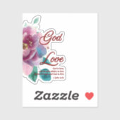 God is Liefde Bijbelvers Witte Bloemen Christelijk Sticker (Vel)
