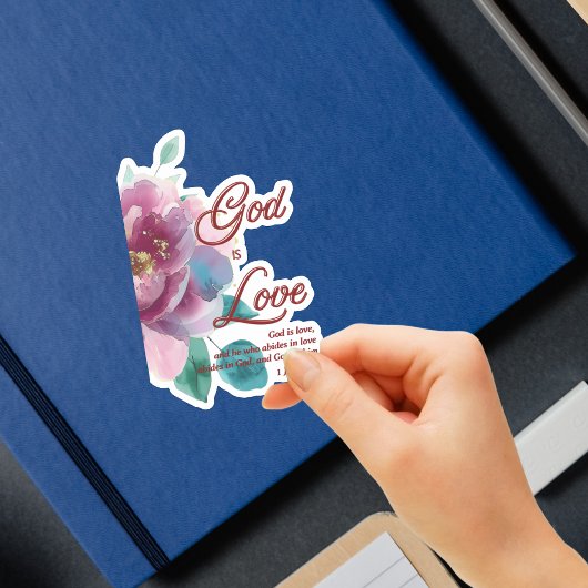 God is Liefde Bijbelvers Witte Bloemen Christelijk Sticker