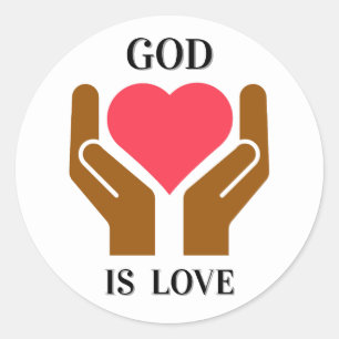 God Is Liefde Christelijk Hart & Handen Ronde Sticker
