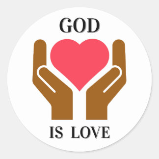 God Is Liefde Christelijk Hart & Handen Ronde Sticker