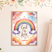 God is liefde Christelijke kwekerij Kinder muurkun Poster