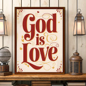 God is liefde  Christelijke muurkunst print