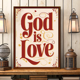 God is liefde Christelijke muurkunst print