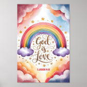 God is Liefde Christelijke Peuter Muur Kunst Poster (Voorkant)