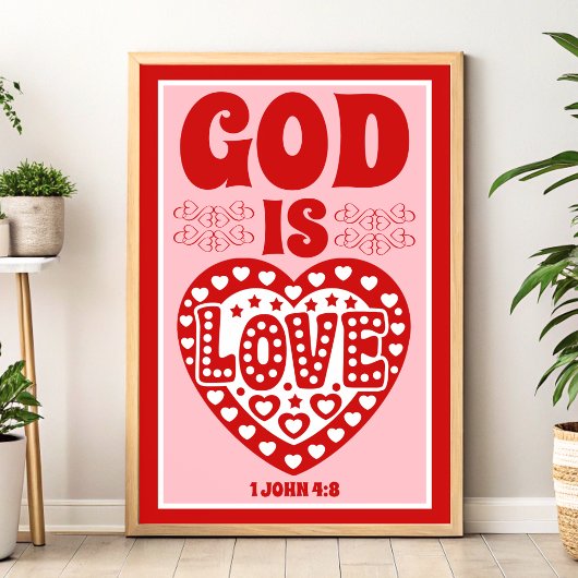 God is liefde Christus Christelijke muurkunst Prin Poster