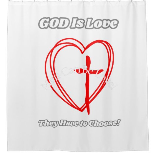 "God is liefde." Douchegordijn (Voorkant)