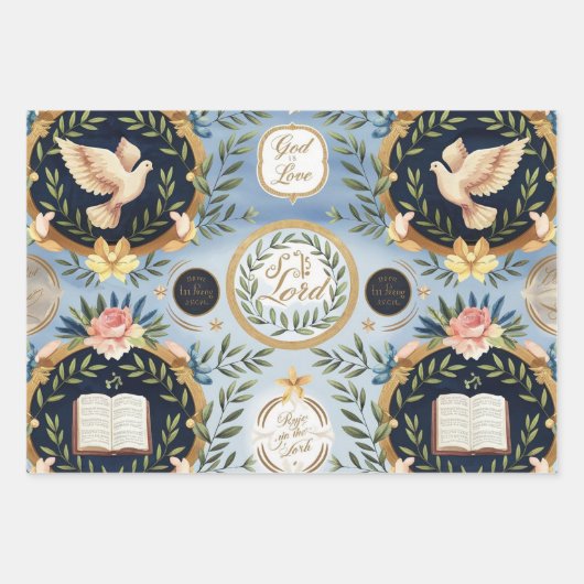 God is liefde en vredige duif inpakpapier vel (Voorkant 3)