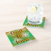 God is liefde glazen onderzetter (Schuin)