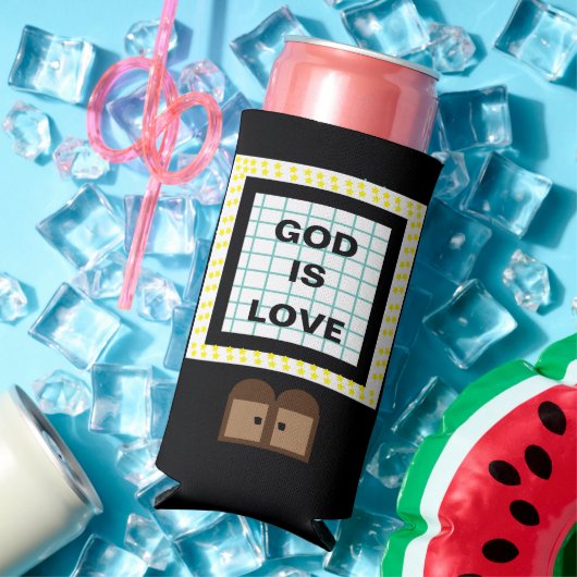 "GOD is liefde." Grappig citaat. selectievakje Seltzer Blikjeskoeler (Insitu Zomer)