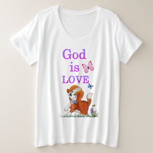 God is liefde grote maat t-shirt (Design voorkant)