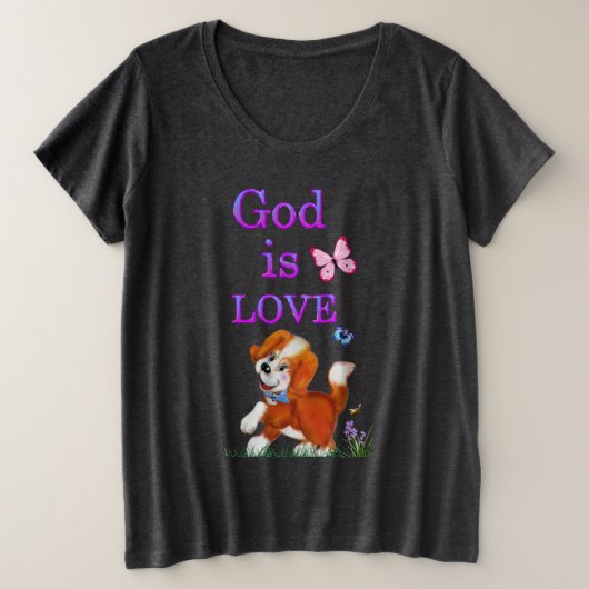 God is liefde grote maat t-shirt (Design voorkant)