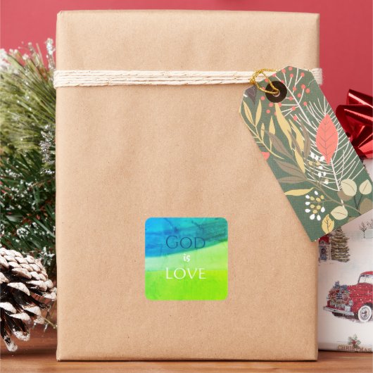 God is Liefde Inspirerend Vierkante Sticker (Feestdagen)
