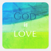 God is Liefde Inspirerend Vierkante Sticker (Voorkant)