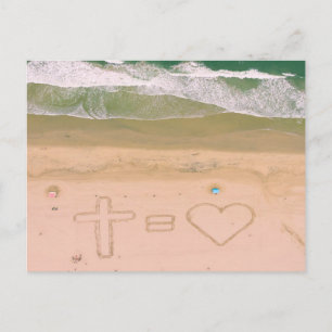 God is LIEFDE, Jezus is Liefde, strand oceaan krui Briefkaart