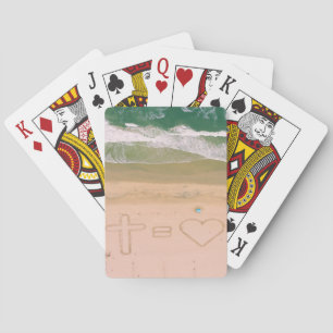 God is LIEFDE, Jezus is Liefde, strand oceaan krui Pokerkaarten