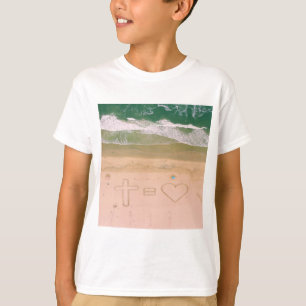 God is LIEFDE, Jezus is Liefde, strand oceaan krui T-shirt