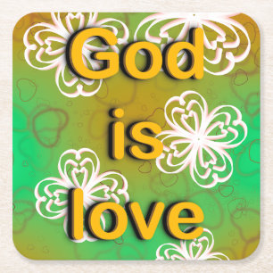God is liefde kartonnen onderzetters