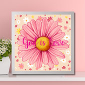 God is Liefde Kleurrijke Roze Zonnebloem Bijbel Qu Poster