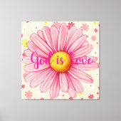 God is Liefde Kleurrijke Zonnebloem Bijbelcitaat Canvas Afdruk (Voorkant)