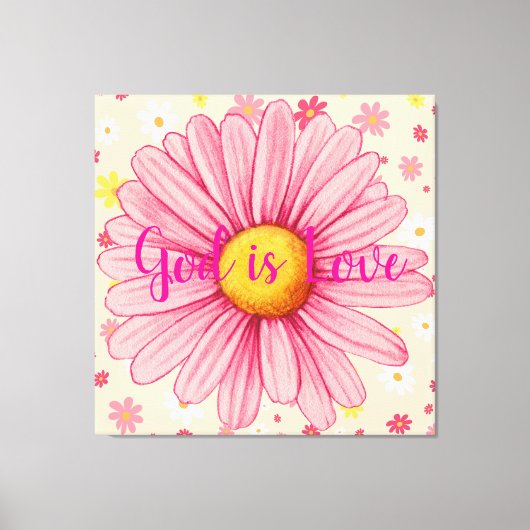 God is Liefde Kleurrijke Zonnebloem Bijbelcitaat Canvas Afdruk (Voorkant)