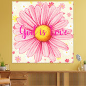 God is Liefde Kleurrijke Zonnebloem Bijbelcitaat Canvas Afdruk (Insitu (Woonkamer))