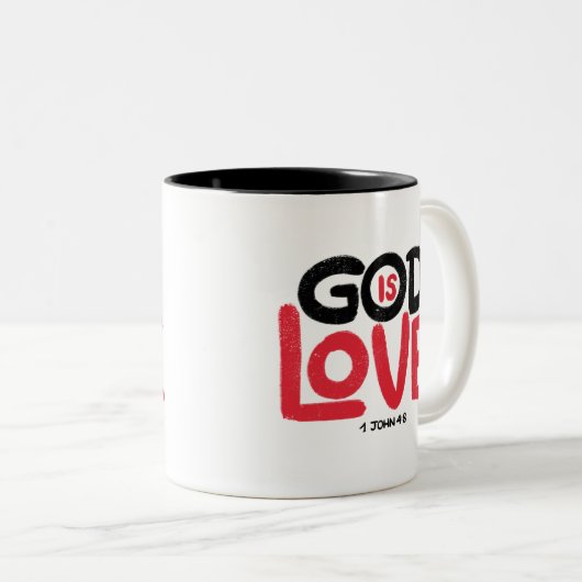 God is liefde met de hand geschreven Mok (Voorkant rechts)