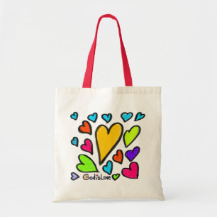 God is Liefde met Harten Tote Bag