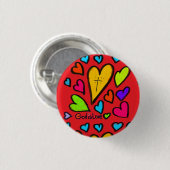 God is Liefde met Hartjes Christelijk Ronde Button 3,2 Cm (Voorkant /achterkant)