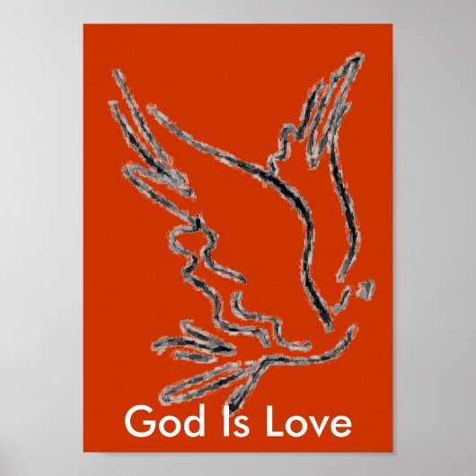 God is Liefde Oranje Poster (Voorkant)