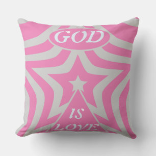 "God Is Liefde" Pastel Roze & Grijze Ster Christel Kussen