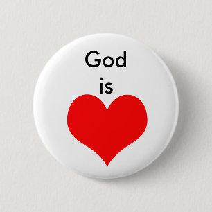 God is liefde ronde button 5,7 cm