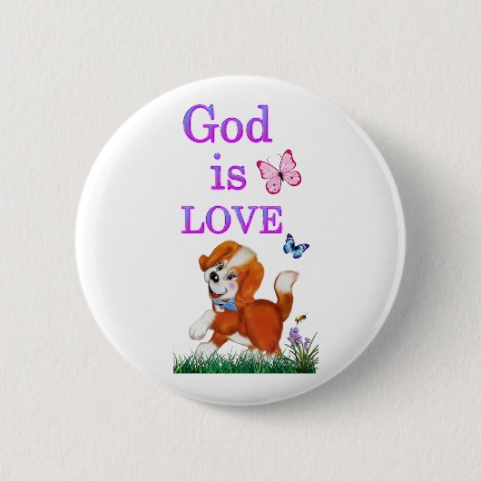 God is liefde ronde button 5,7 cm (Voorkant)