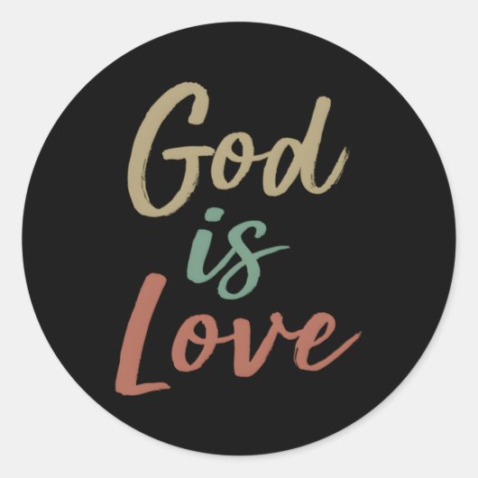 God is liefde ronde sticker (Voorkant)