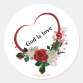 God is liefde ronde sticker (Voorkant)
