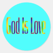 God is liefde ronde sticker (Voorkant)