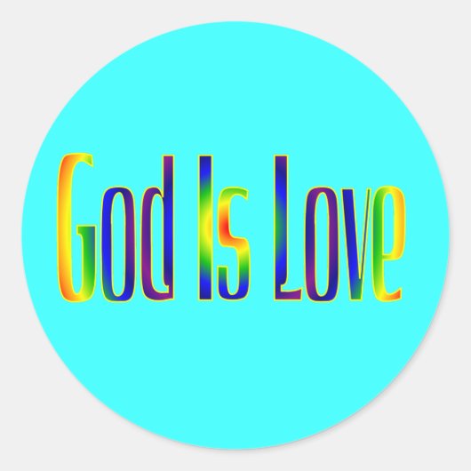 God is liefde ronde sticker (Voorkant)