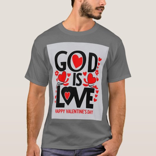 God is liefde Valentijnsdag T-shirt (Voorkant)