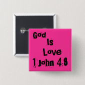 God is liefde vierkante button 5,1 cm (Voorkant /achterkant)