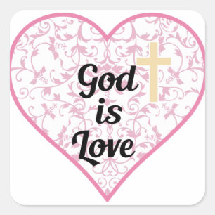 God is liefde vierkante sticker
