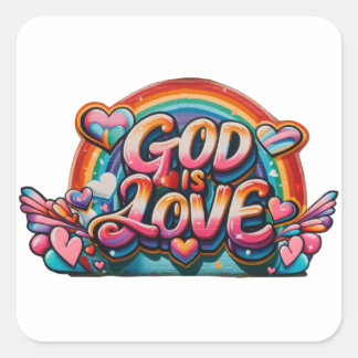 God is liefde vierkante sticker