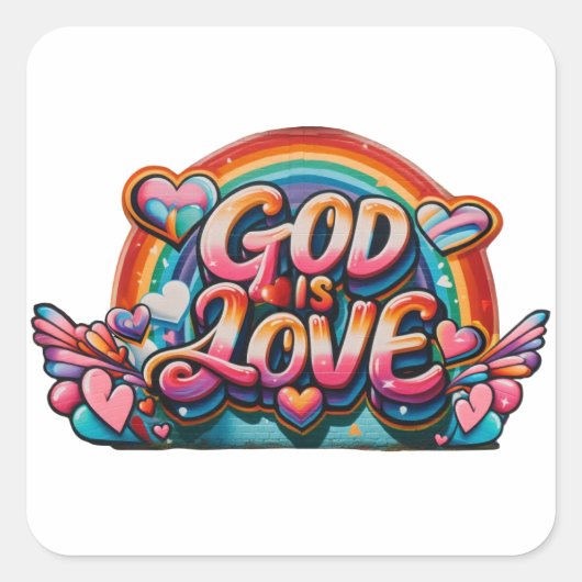 God is liefde vierkante sticker (Voorkant)