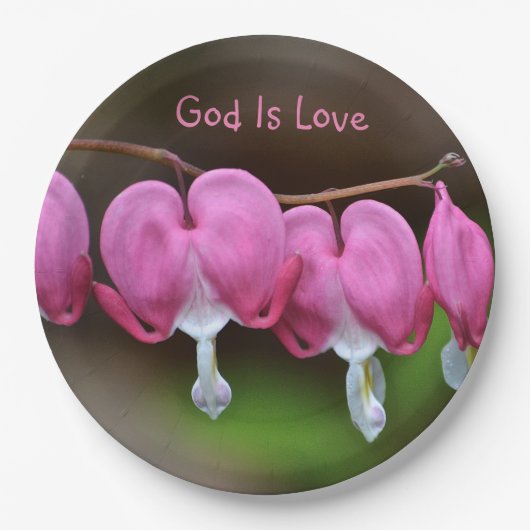 God is liefdesharten papieren bordje (Voorkant)