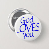 GOD IS LIEFT......... RONDE BUTTON 5,7 CM (Voorkant /achterkant)