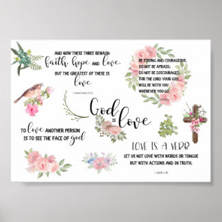 God is Love Bible Verse Inspirational Phrases Poster