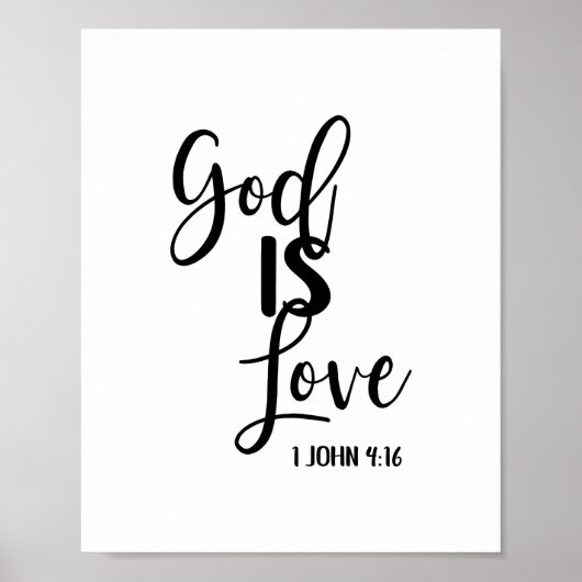 God is Love Bijbel Verse Christelijke Manuscript P Poster (Voorkant)