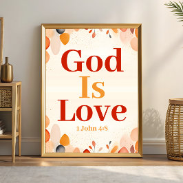God Is Love Boho Christelijke muurschildering Poster