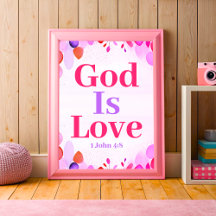 God Is Love Boho Christelijke Teen Girl Wall Art