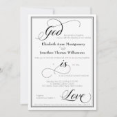 God is Love Graceful Script Wedding Invitation Kaart (Voorkant)